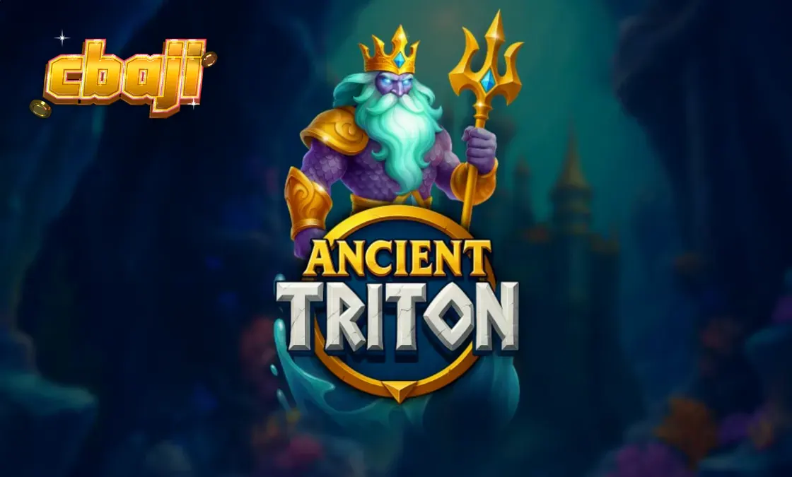 Ancient Triton স্লট গেমের একটি দৃশ্য যেখানে সমুদ্রের দেবতা ট্রাইটন এবং পানির নিচের রাজপ্রাসাদ দেখা যাচ্ছে।